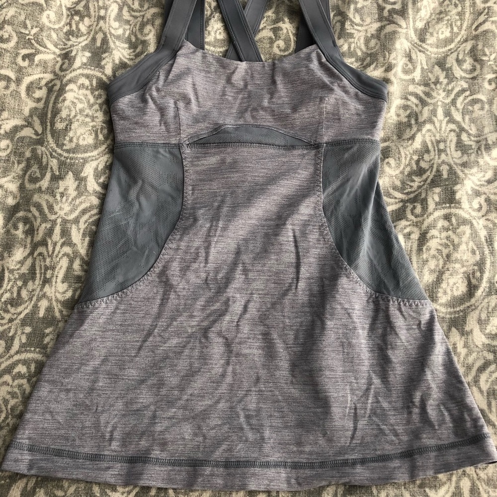 Gray Lululemon workout top